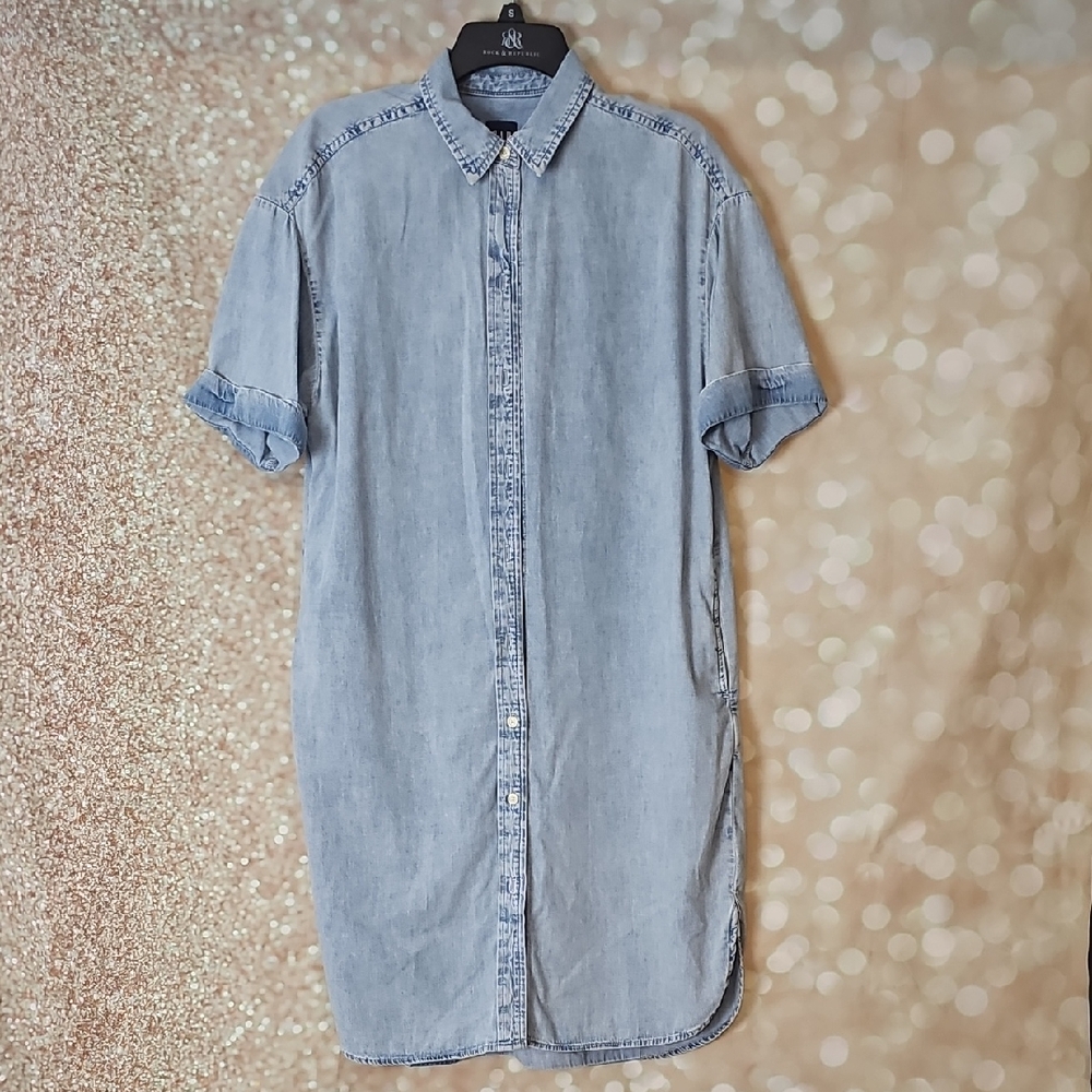 GAP Light Blue Casual Button Down Denim Shirt Dress
